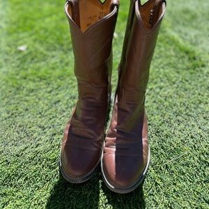 Justin Boots Tan and Brown Leather Western Boots